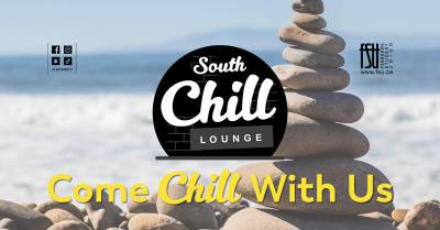 A tower of rocks is shown, as is the FSU and social media logos. Text states: South Chill Lounge. Come chill with us.