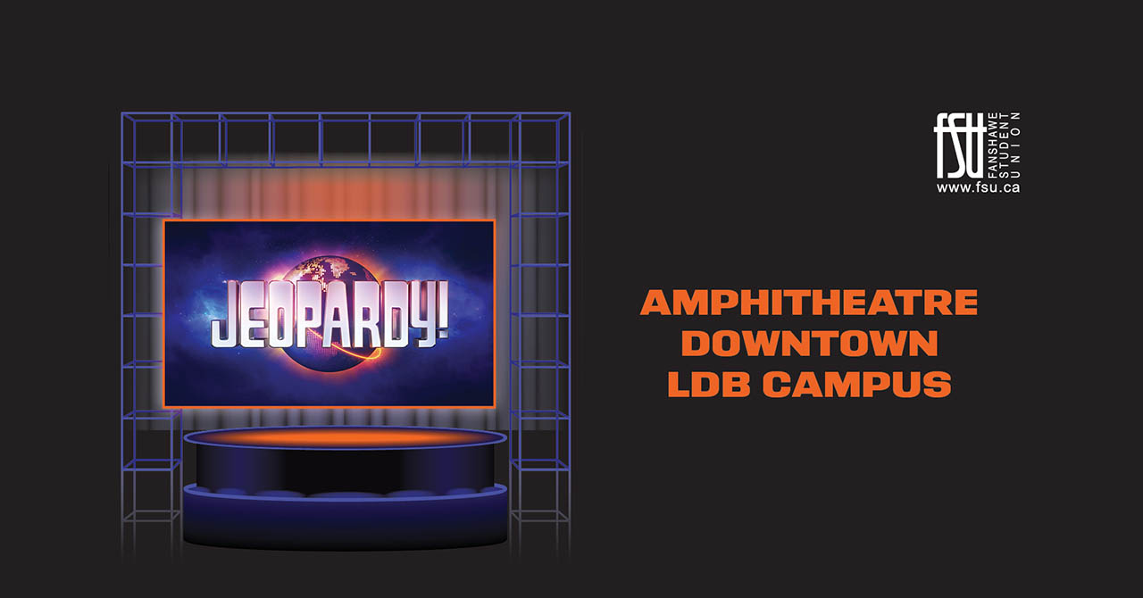 Jeopardy and FSU logos are shown. Text states: Amphitheatre. Downtown LDB Campus.