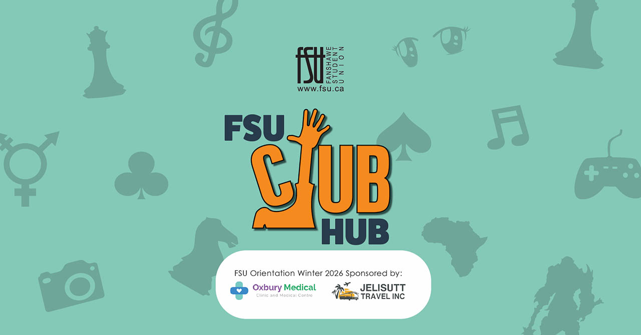FSU Club Hub logo with a raised hand integrated into the word Club on a teal background with various icons.