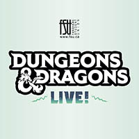 Dungeons and Dragons Live event logo with a dragon ampersand on a light green background from Fanshawe Student Union.