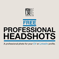 Free professional headshots offered for enhancing your CV or LinkedIn profile with a polished photo.