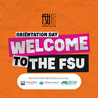 Bright orange background with bold text welcoming new students to FSU Orientation Day for Fall 2026.