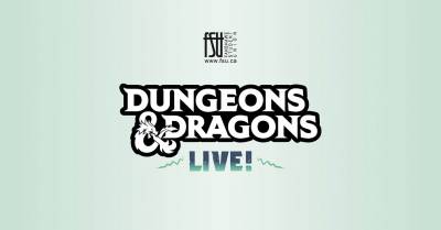 Dungeons and Dragons Live event logo with a dragon ampersand on a light green background from Fanshawe Student Union.