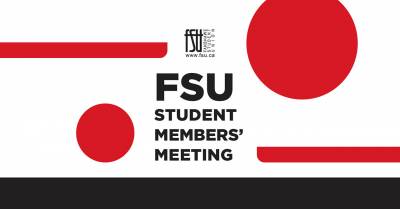 Fanshawe College students gathered for a union meeting with a speaker addressing the group.