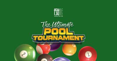 Illustrations of several billiard balls. The FSU logo is shown. Text states: The Ultimate Pool Tournament.