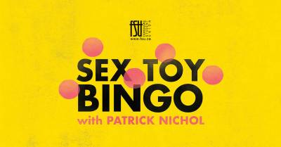 An image containing the text Sex Toy Bingo with Patrick Nichol, along with the FSU logo.