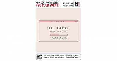 CHECK OUT ANOTHER GREAT FSU CLUB EVENT! MEET AND GREET. HELLO WORLD. FANSHAWE AI CLUB. MAY 30, 10:00 A.M. to 12:30 PM. ROOM SC2012/SC2014. To Learn more about how to join a club or start your own, scan the QR code or visit fsu.ca/clubs