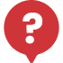 A red speech bubble with a white question mark inside.