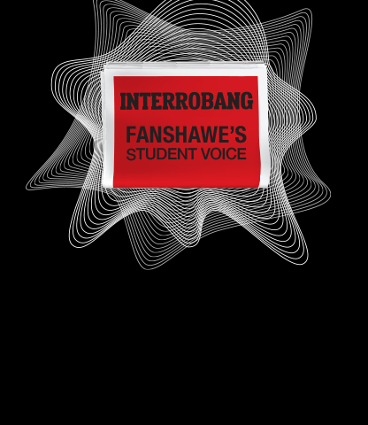 The logo for the Interrobang newspaper. text states Interrobang. Fanshawe's student voice.