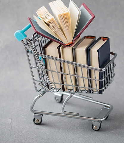 A shopping cart full of books