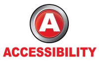 The letter A in a red circle with the word Accessibility under it.
