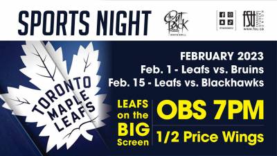 Sports Night in The Out Back Shack: Toronto vs. BostonWednesday, February 1st, 2023