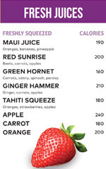 Booster Juice in the Fanshawe Student Wellness Centre menu